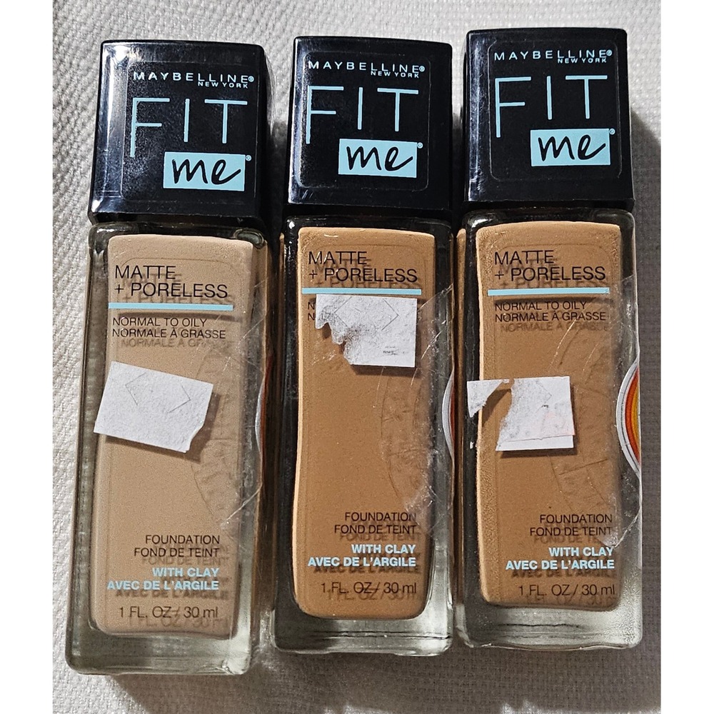 Maybelline Fit Me Matte Poreless Foundation 3 Shades Beige & Toffee lot of‎ 3
